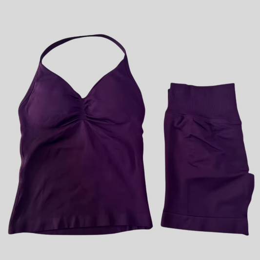 Träningsset Med Shorts - Mörk Lila